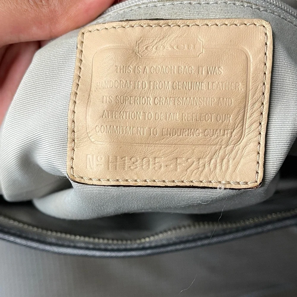 Coach Grace Dark Gray Metallic Leather Tote No: H1305-F25007